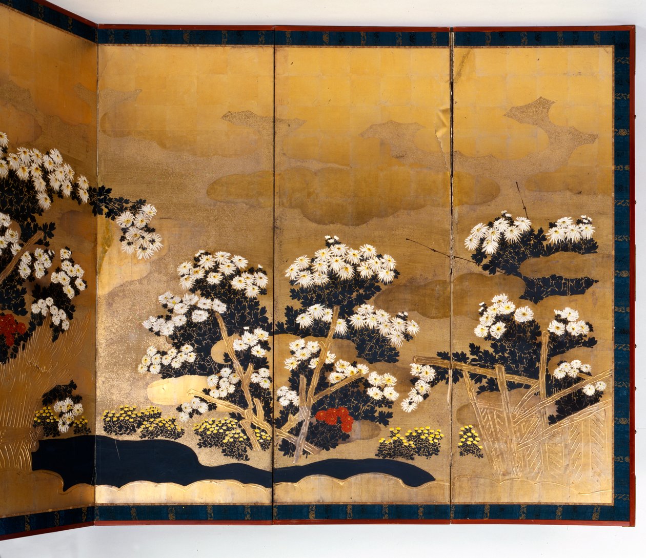 Paire de paravents à 6 panneaux avec fond doré, période Edo, Japon, 1600-1867 - Unbekannt