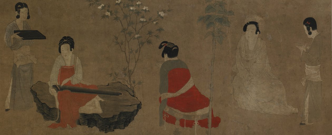 Dames du palais accordant un zither qin, dynastie Ming, 1368-1644 - Unbekannt
