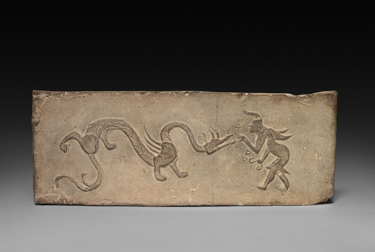 Panneau du modèle de cuisinière : Fée nourrissant le champignon Lingzhi à un dragon, 1er siècle av. J.-C. - Unbekannt