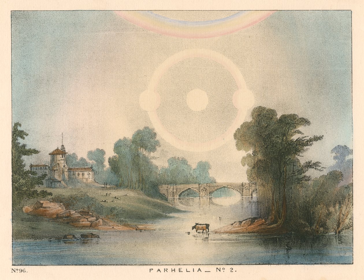 Parhélie, faux soleils combinés avec un halo et un arc-en-ciel - Unbekannt