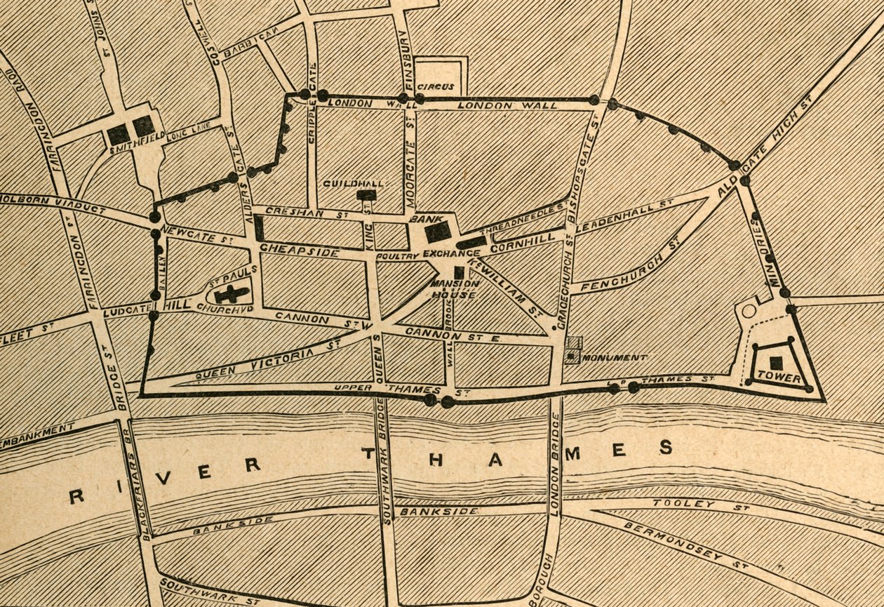 Partie du Londres moderne, montrant l