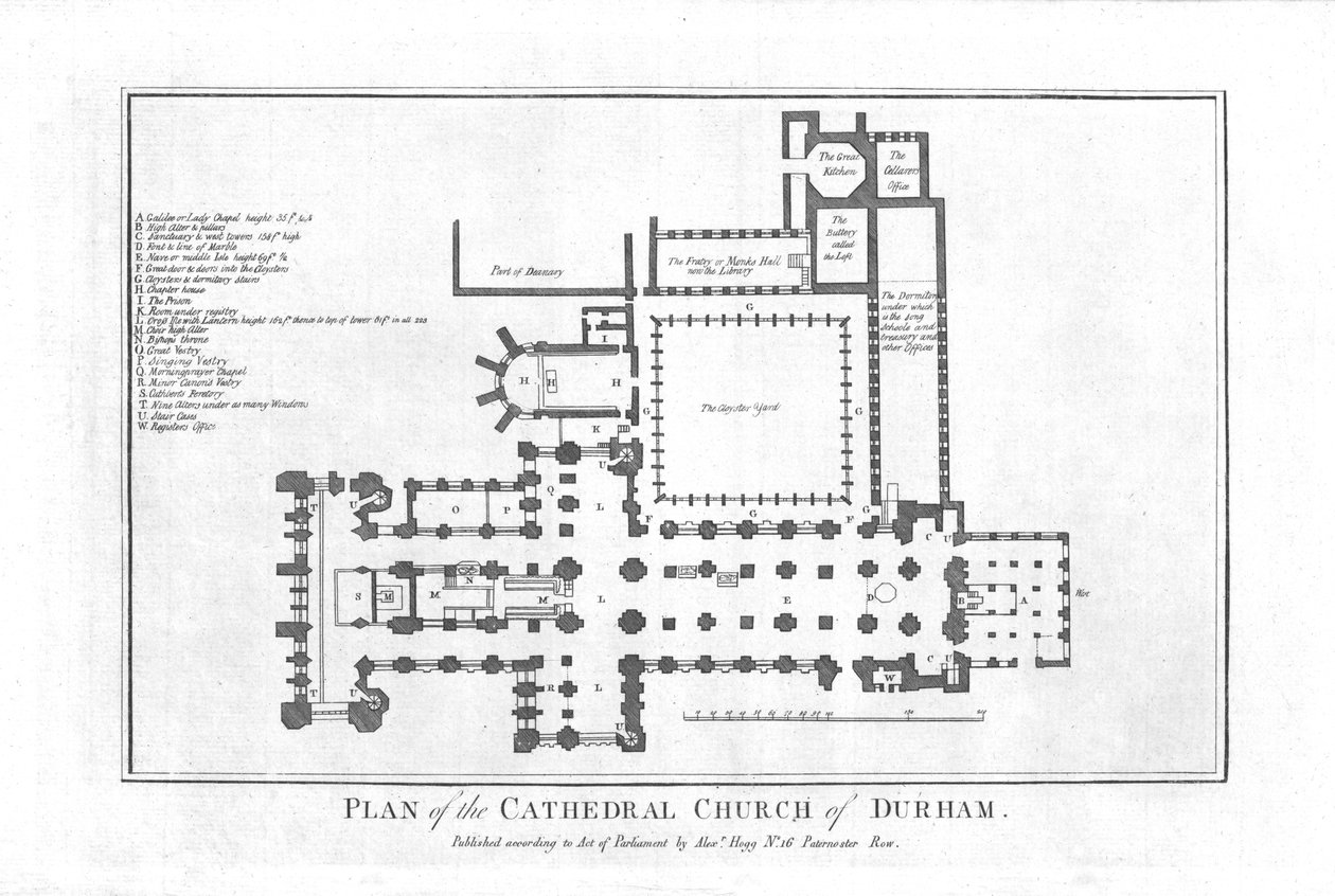 Plan de la cathédrale de Durham, fin du 18e siècle - Unbekannt