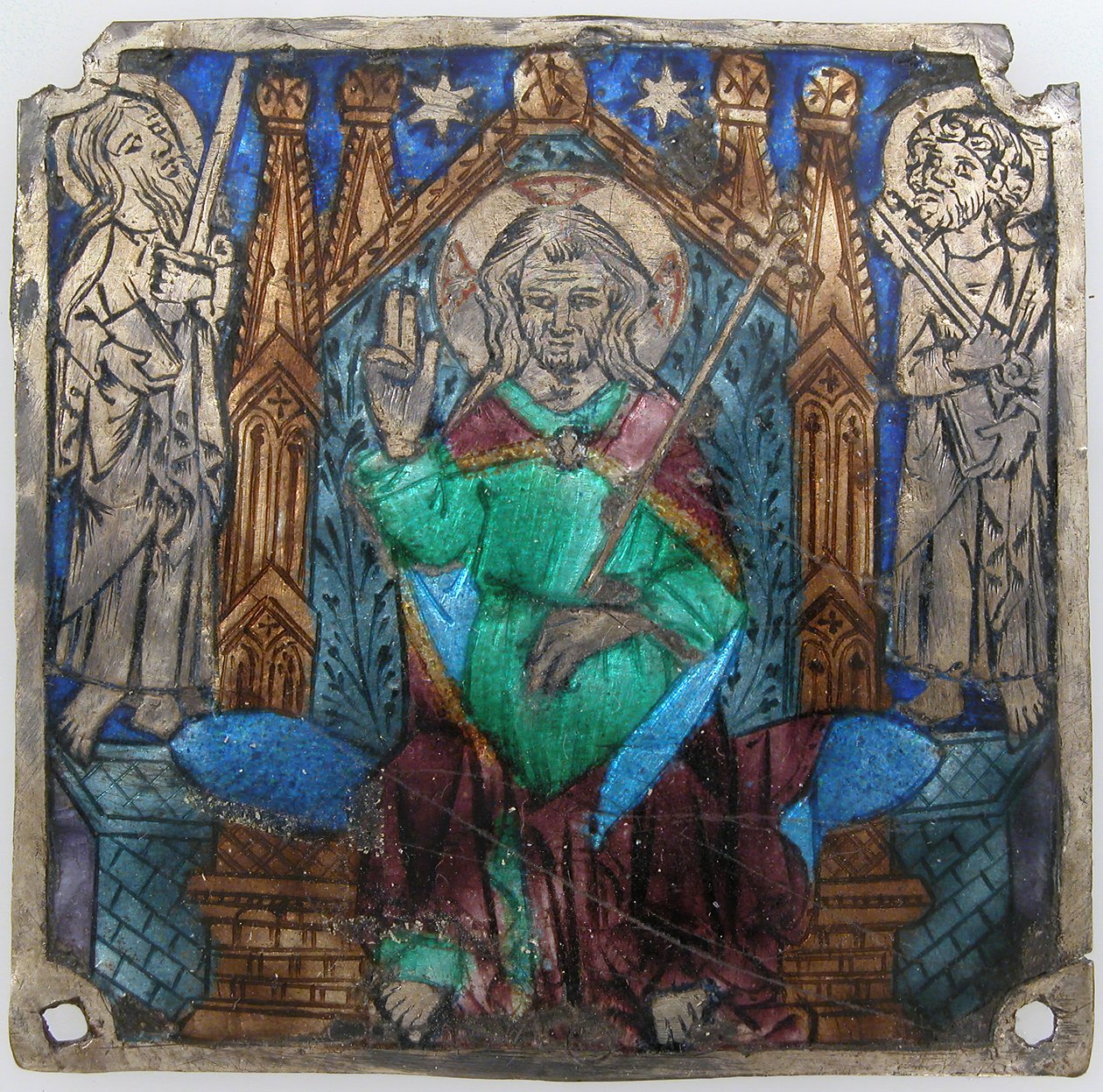 Plaque avec le Christ en majesté, catalan, 14ème siècle - Unbekannt