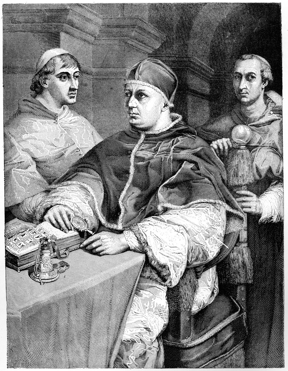 Pape Léon X, Giulio de Médicis le futur Pape Clément VII et le Cardinal de Rossi - Unbekannt