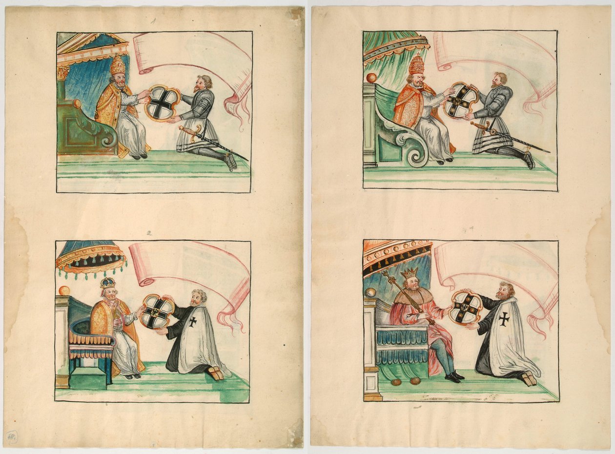 Papes et empereur accordent des privilèges aux chevaliers teutoniques - Unbekannt