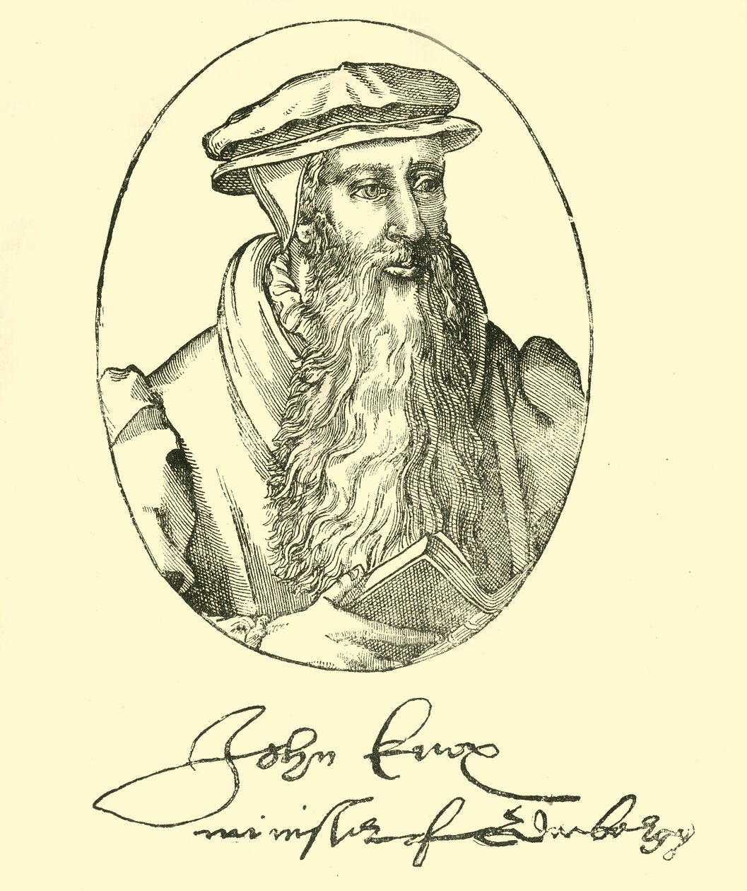 Portrait et autographe de John Knox, vers 1550-1560, 1890 - Unbekannt