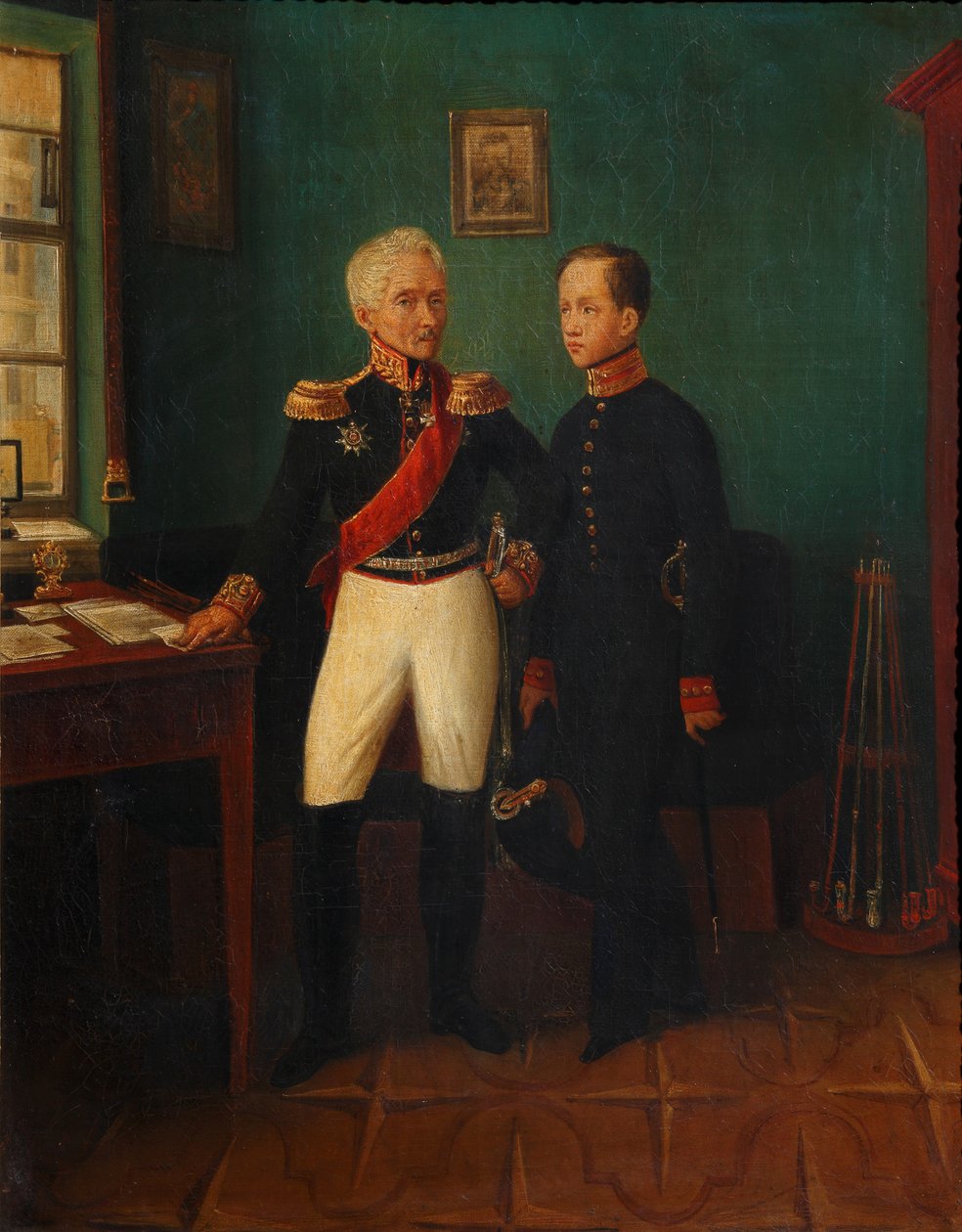 Portrait du général Fyodor Grigoryevich Friedrich August Goldgeuer avec son fils Mikhail, vers 1771-1848 - Unbekannt