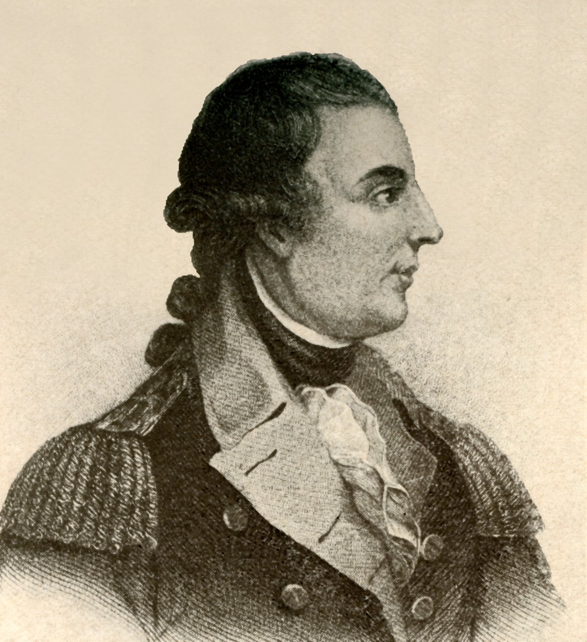 Portrait du général Montgomery, montrant une cravate en soie noire, cheveux en queue - Unbekannt