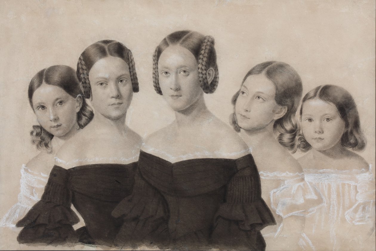 Portrait des Sœurs Yelisaveta, Maria, Praskovya, Alexandra et Anna Dyakov, fin des années 1830 - Unbekannt