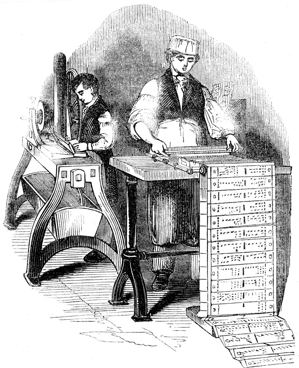 Préparation des cartes perforées pour un métier Jacquard, 1844 - Unbekannt