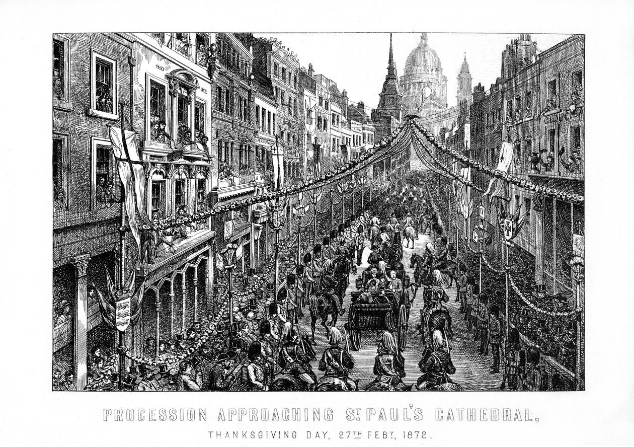 Procession approchant la cathédrale Saint-Paul, Jour de l