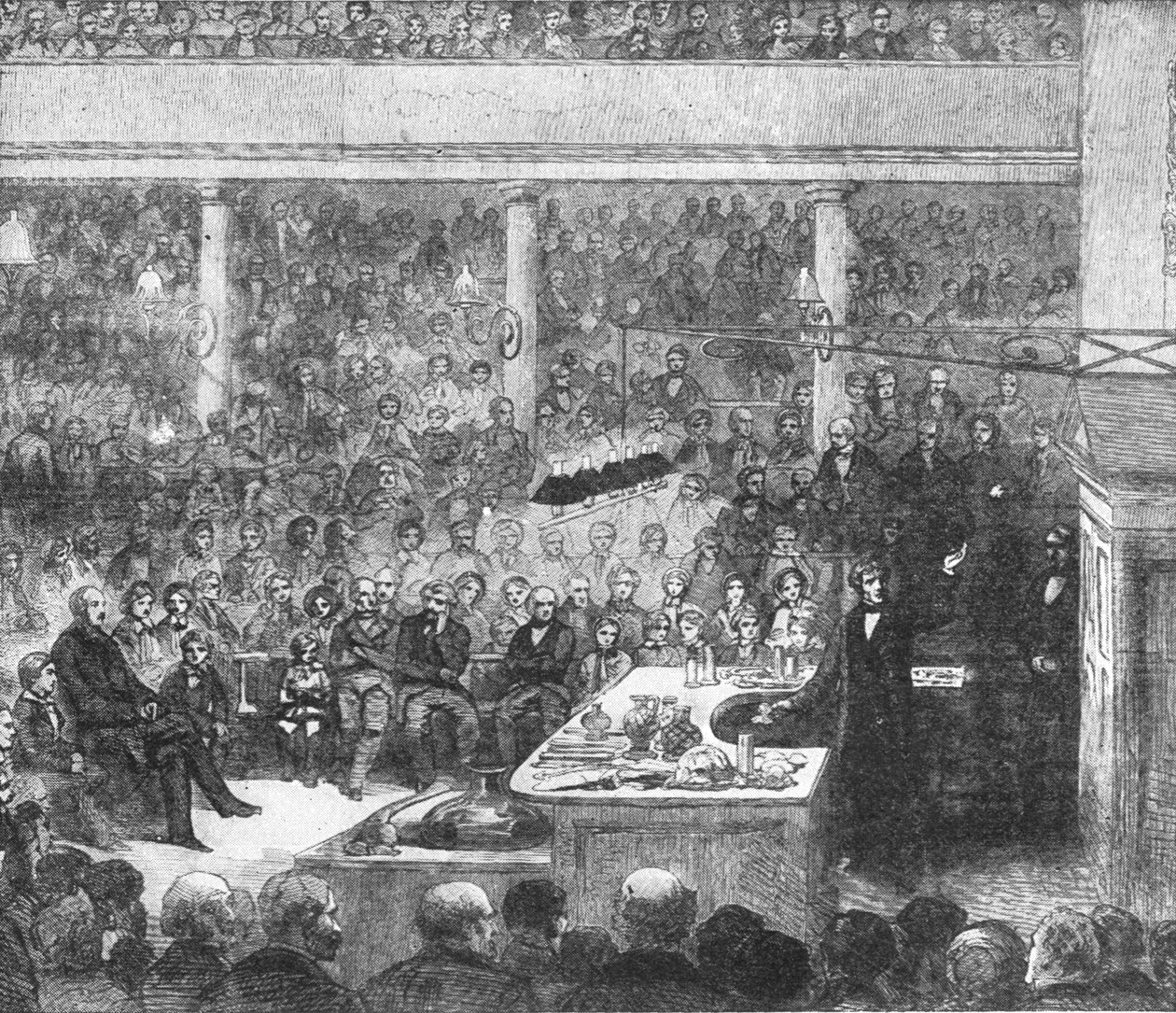 Le professeur Faraday donnant une conférence à l