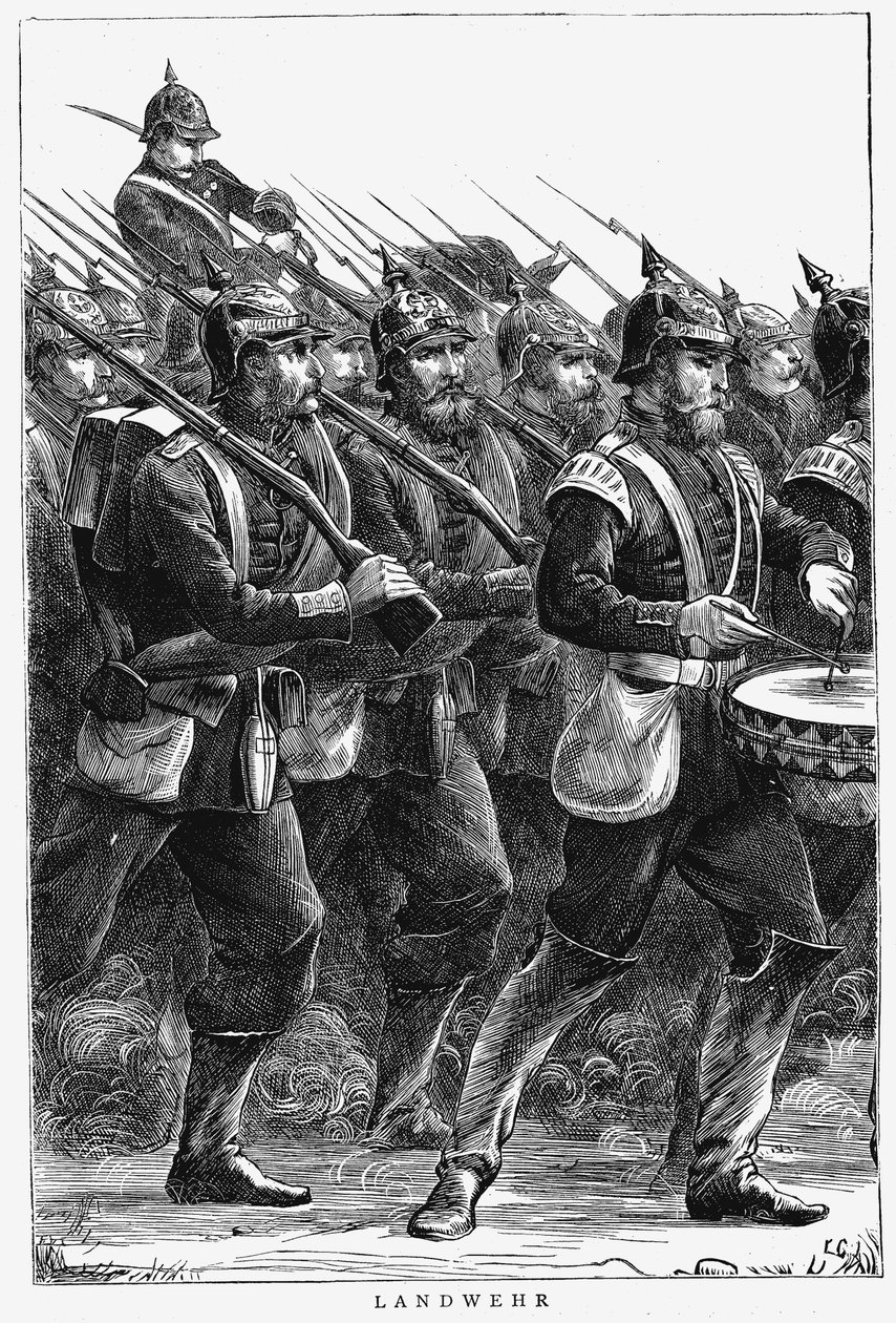 Soldats prussiens en marche, Guerre franco-prussienne - Unbekannt