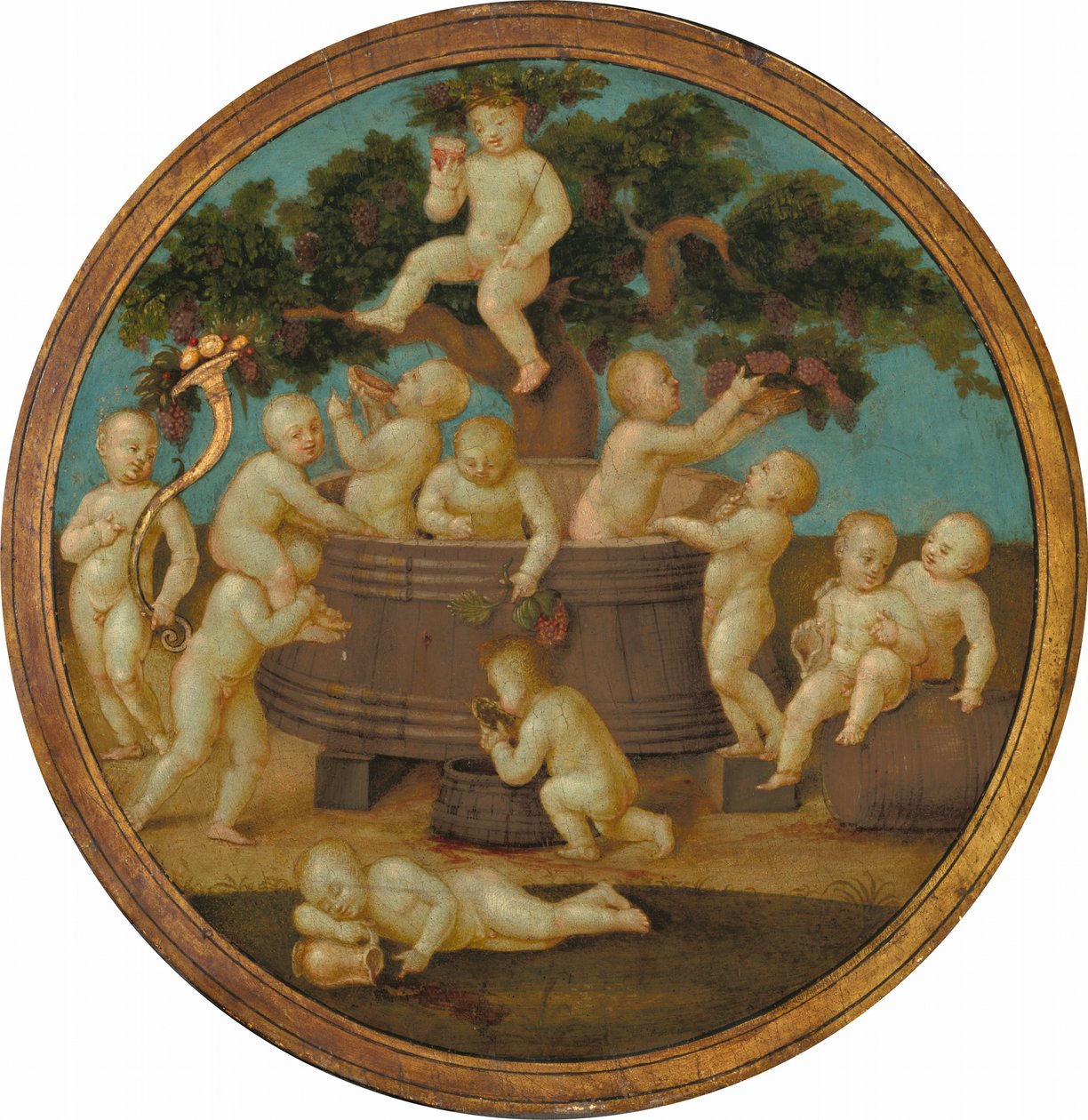Putti avec un pressoir à vin, vers 1500 - Unbekannt