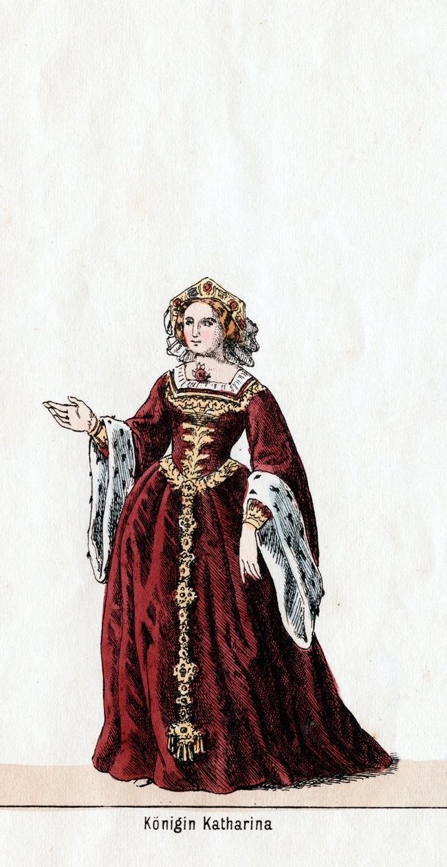Reine Katharine, costume pour la pièce de Shakespeare, Henry VIII, 19e siècle - Unbekannt