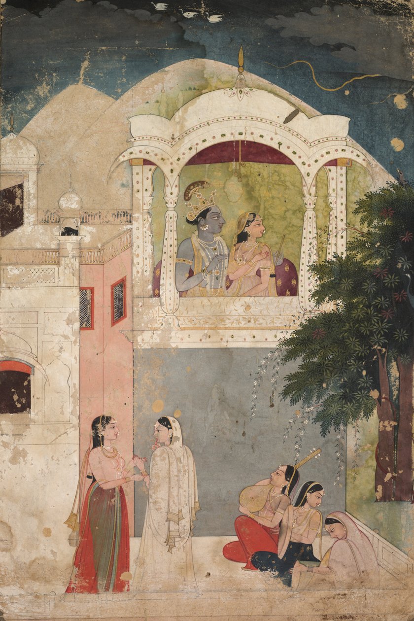 Radha et Krishna assis sur un balcon - Unbekannt