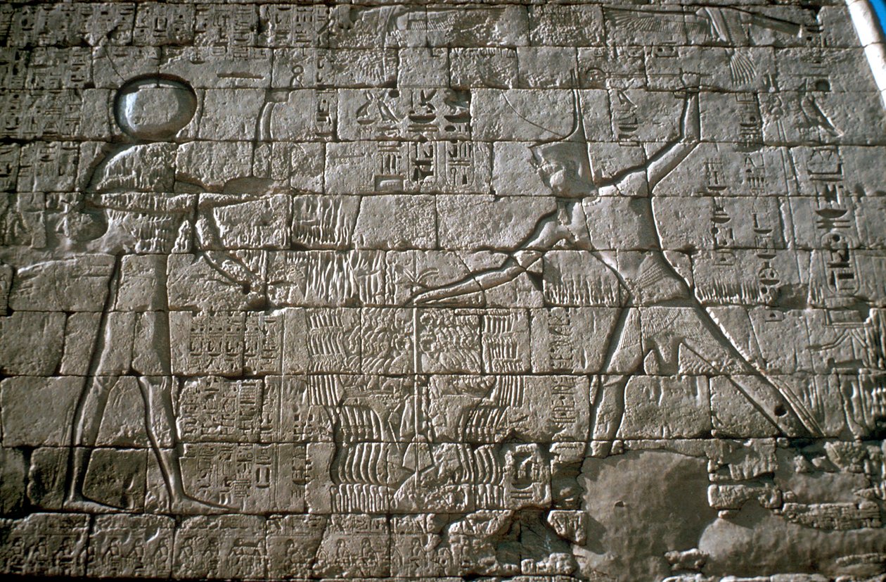 Ramsès III frappant ses ennemis devant Amon-Rê, Temple funéraire, Médinet Habou, Égypte, vers 12ème siècle av. J.-C. - Unbekannt