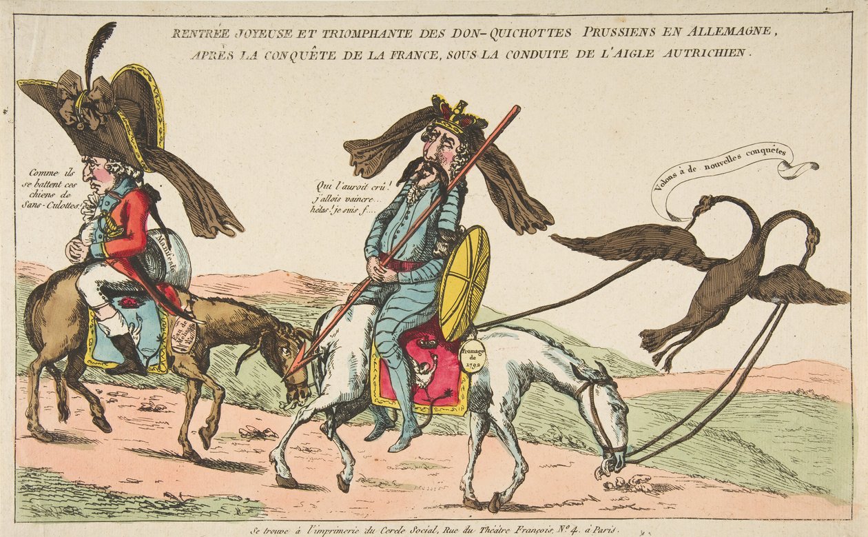 Rentrée joyeuse et triomphale des Don-Quichottes prussiens en Allemagne, après la conquête..., vers 1792 - Unbekannt