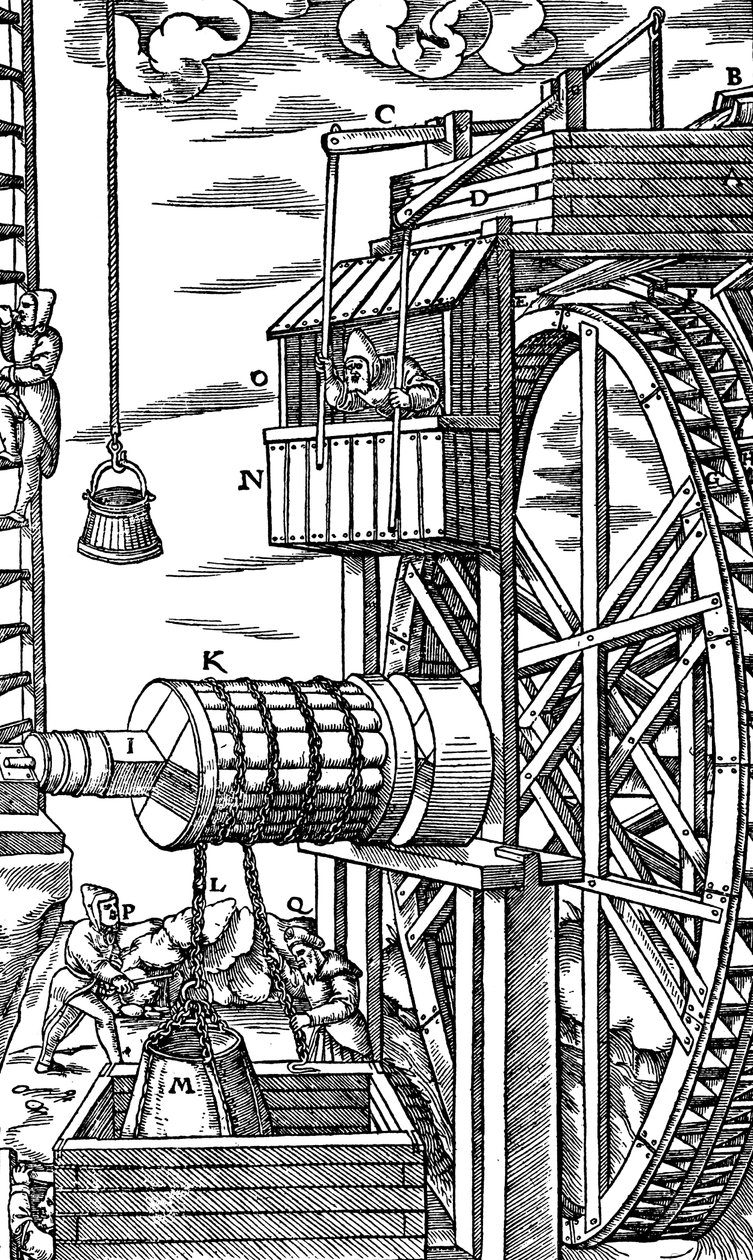 Treuil réversible pour lever des seaux en cuir d