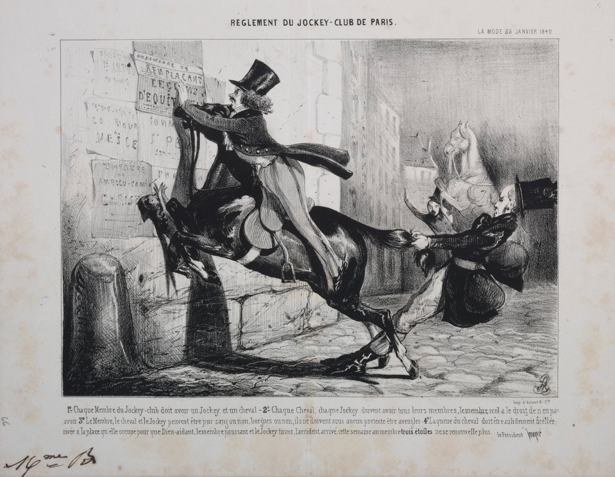 Règlement du Jockey Club de Paris: Chaque membre du Jockey Club doit avoir un Jockey..., 1800s - Unbekannt