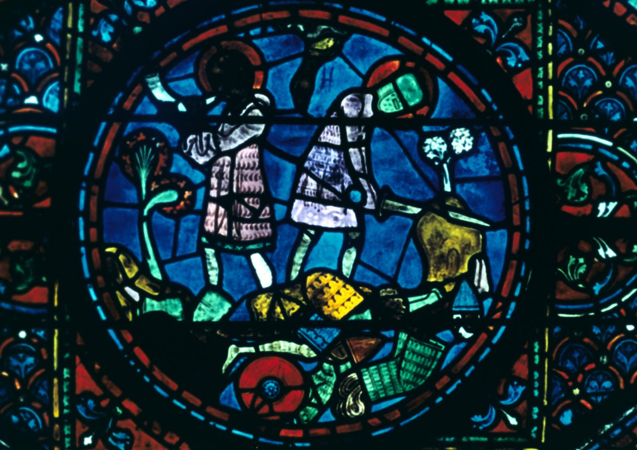 Roland brise son épée et sonne son cor, vitrail, cathédrale de Chartres, France - Unbekannt