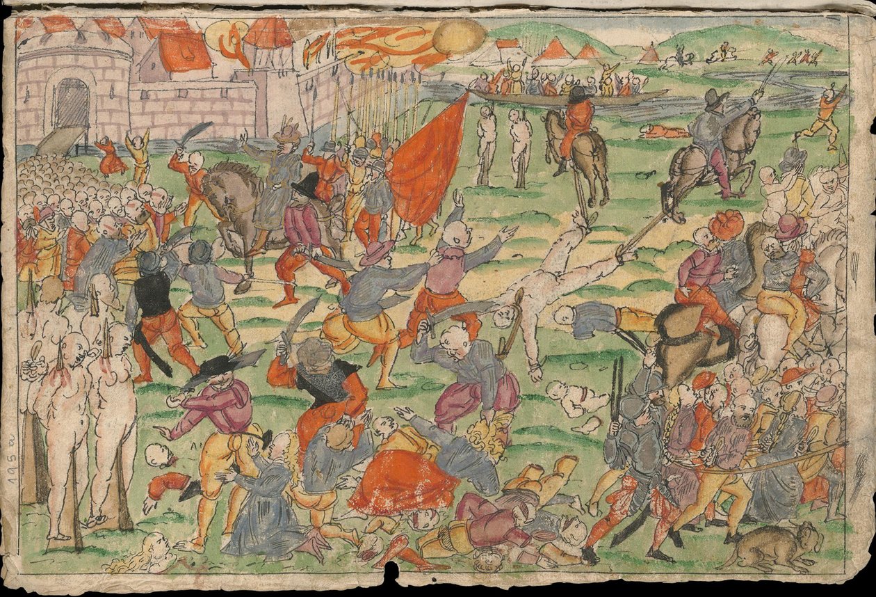 Atrocités russes en Livonie en juillet et août 1577. De la Sammlung von Nachric de Johann Jakob Wicks - Unbekannt