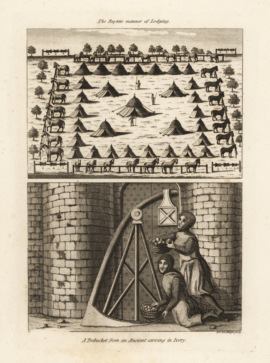 Campement de cavalerie des Ruyters et une trébuchet d