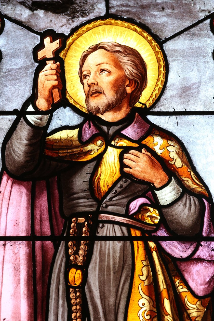 Église Saint-Fargeau. Vitrail. Missionnaire catholique romain Saint François Xavier. France - Unbekannt