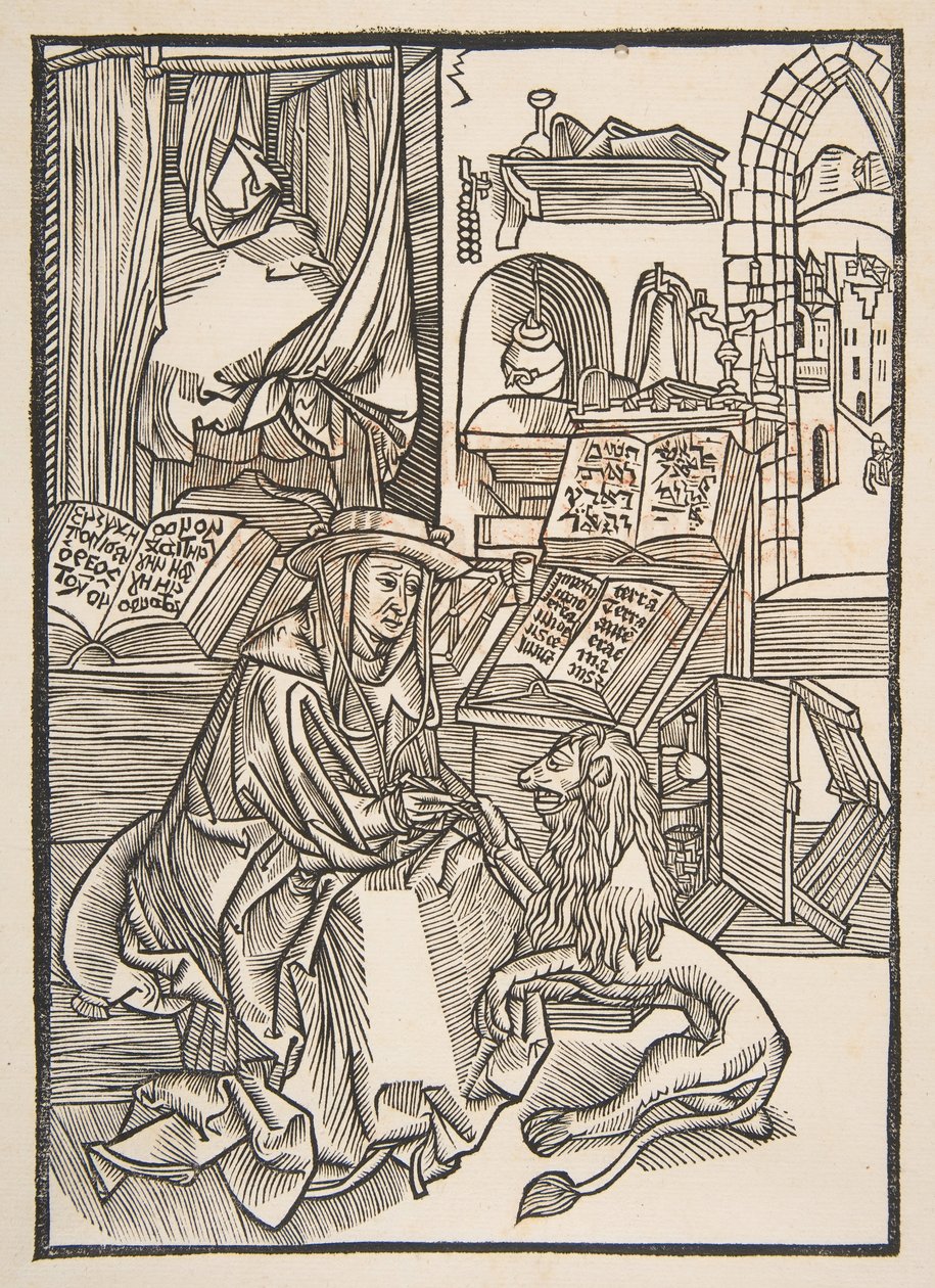 Saint Jérôme extrayant une épine de la patte du lion, copie de Lyon 1508 - Unbekannt