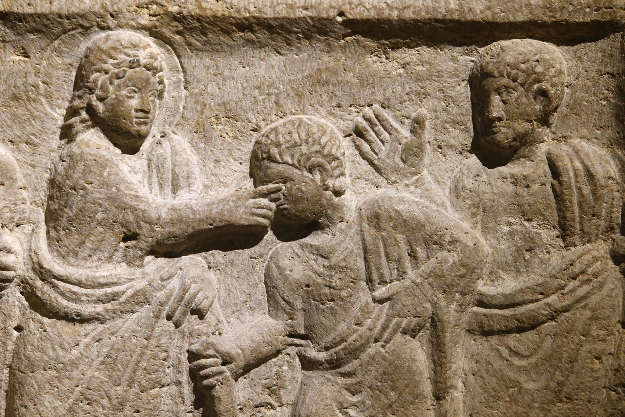 Abbaye Saint-Victor, Marseille. Détail du sarcophage : Jésus guérissant un aveugle. France - Unbekannt