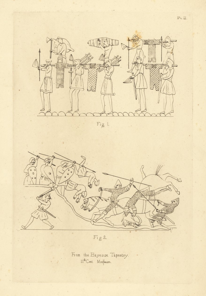 Costume militaire saxon et normand de la tapisserie de Bayeux - Unbekannt