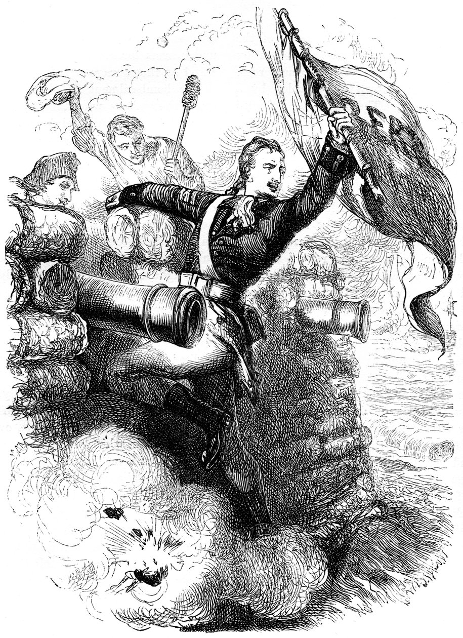 Le sergent Jasper récupérant le drapeau, 1776 vers 1880 - Unbekannt