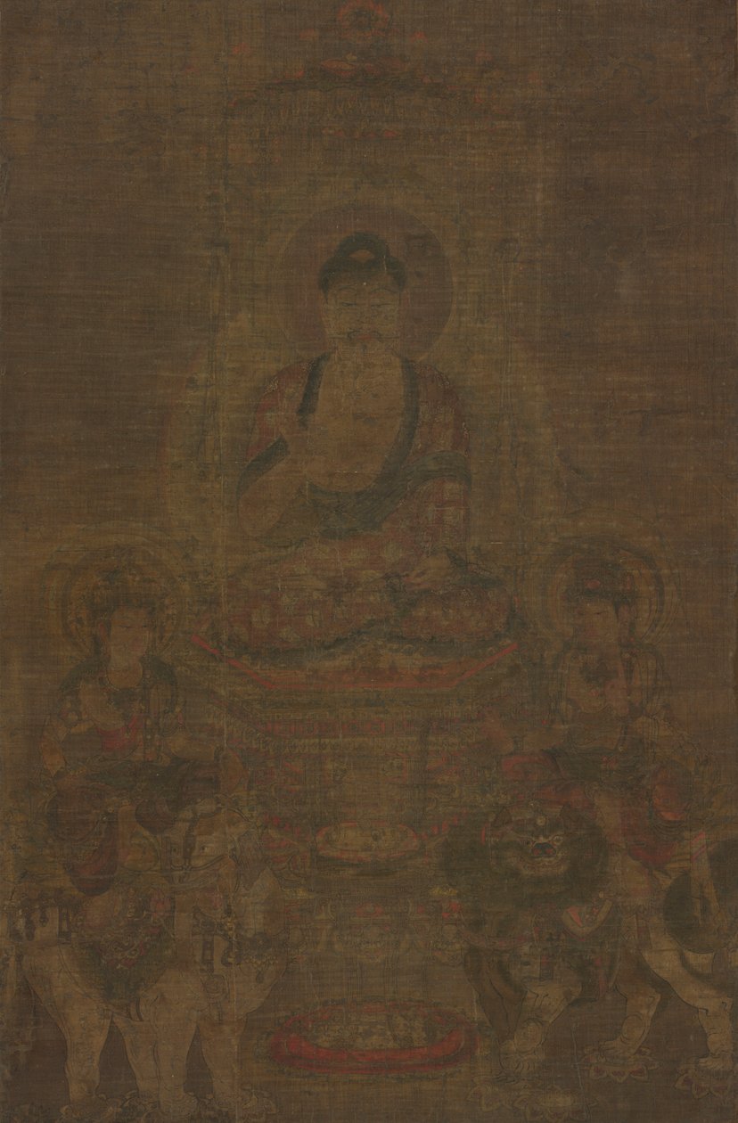 Triade de Shakyamuni : Bouddha accompagné de Manjushri et Samantabhadra, vers 900 - Unbekannt
