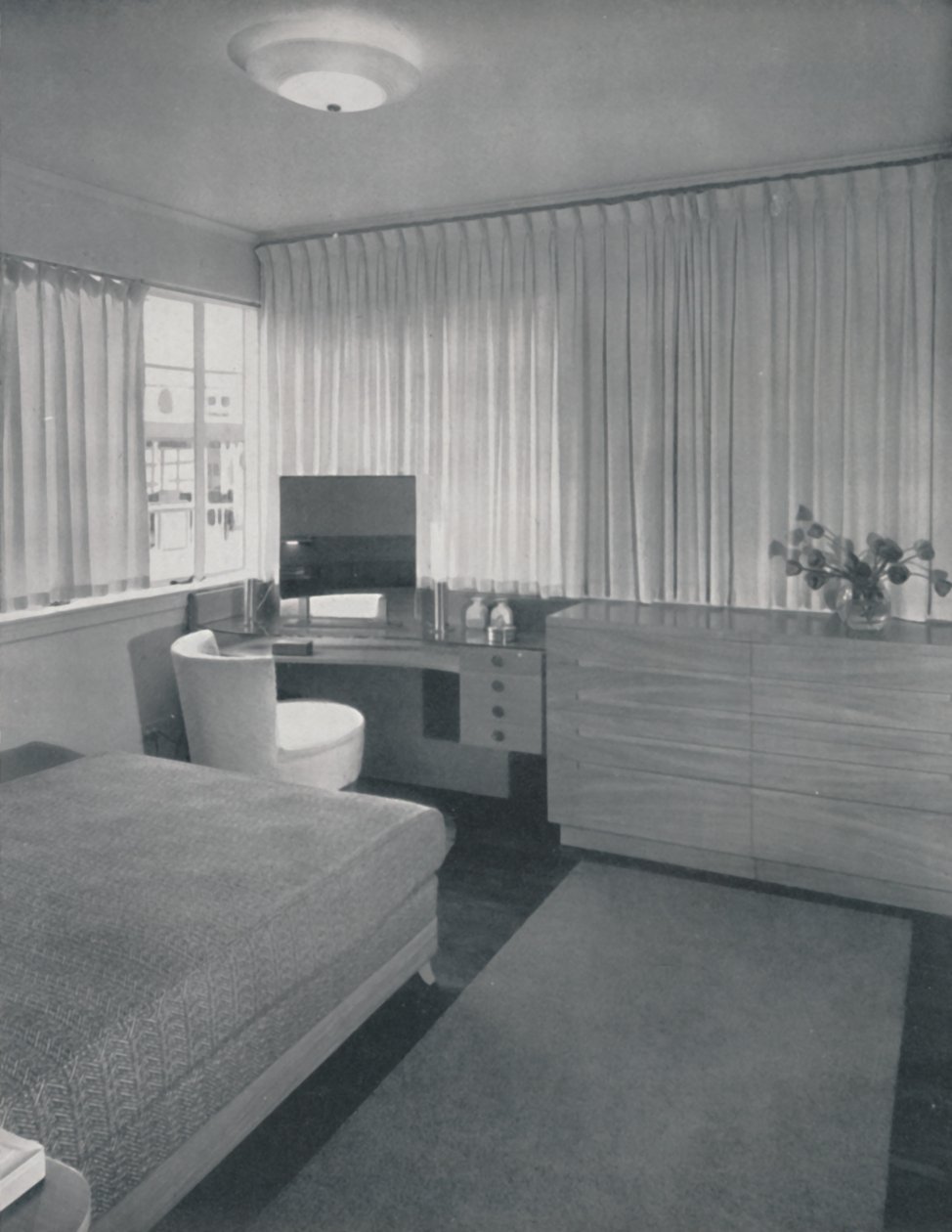 Des lignes simples et pratiques caractérisent cette chambre, 1942 - Unbekannt