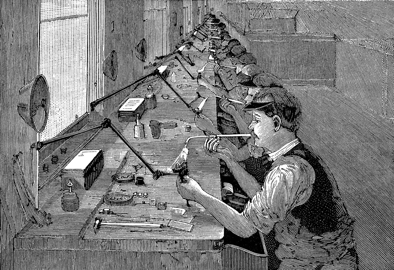 Soudure de pièces de vélo dans une usine américaine, c1900 - Unbekannt