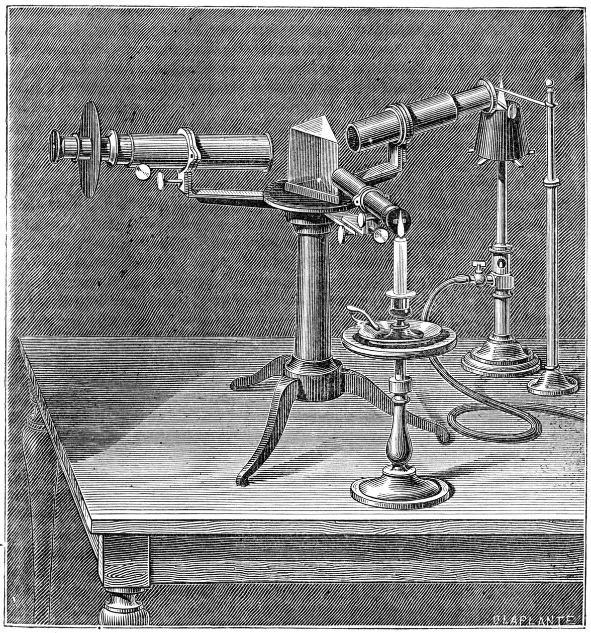 Appareil spectroscopique utilisé par Robert Wilhelm Bunsen et Gustav Robert Kirchhoff, vers 1895 - Unbekannt