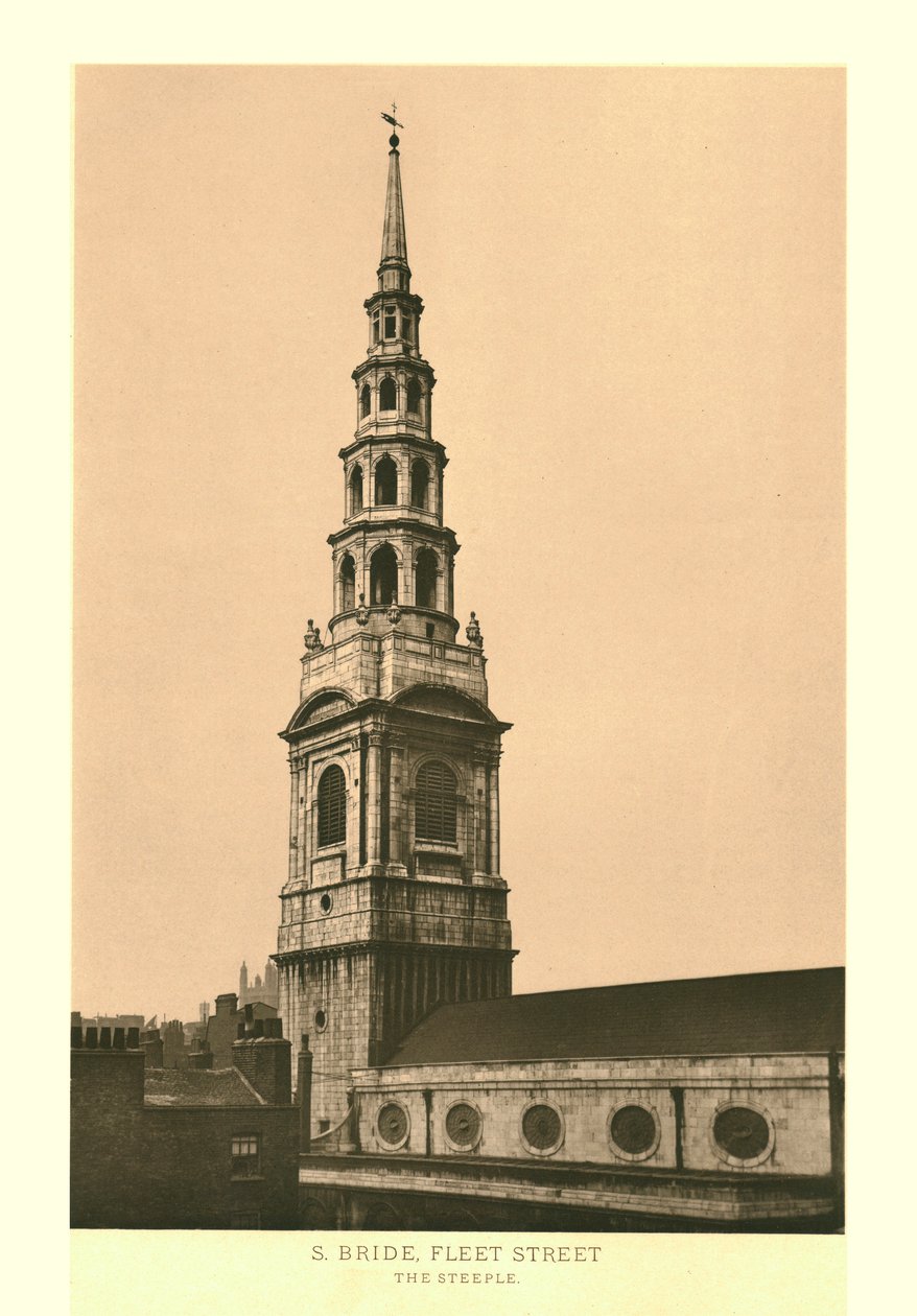 Sainte Bride, Fleet Street, le clocher, milieu-fin du XIXe siècle - Unbekannt