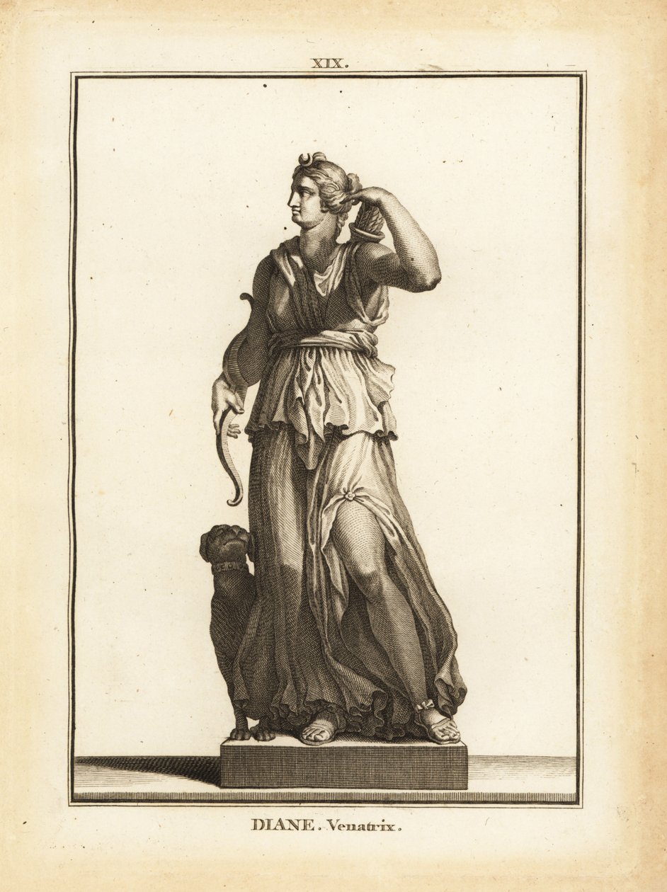 Statue de Diane Venatrix, déesse romaine de la chasse, avec arc, flèche et carquois - Unbekannt