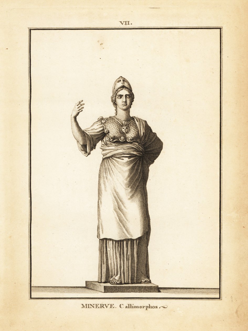 Statue de Minerve Callimorphos, déesse romaine de la sagesse, avec casque - Unbekannt