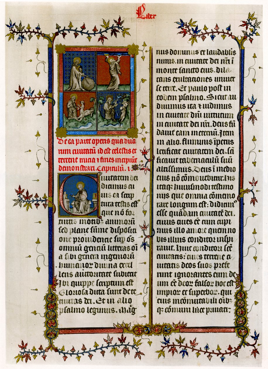 Page de texte avec scènes bibliques, fin du 14ème siècle - Unbekannt
