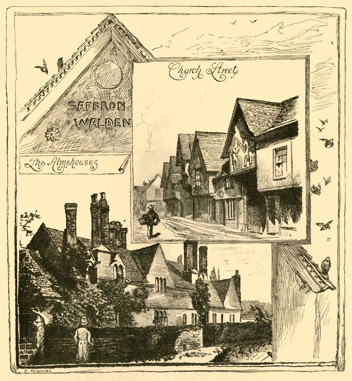 Les hospices, Audley End, et Church Street, Saffron Walden, 1898 - Unbekannt