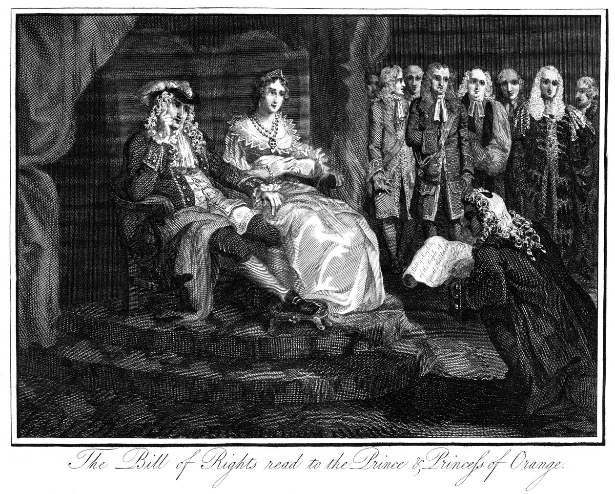 Lecture de la Déclaration des droits au prince et à la princesse d