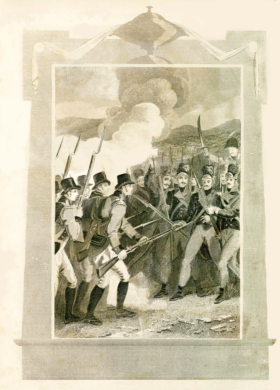 Les Britanniques attaquant les lignes françaises à la baïonnette lors de la bataille de Maida, 1806, 1816 - Unbekannt