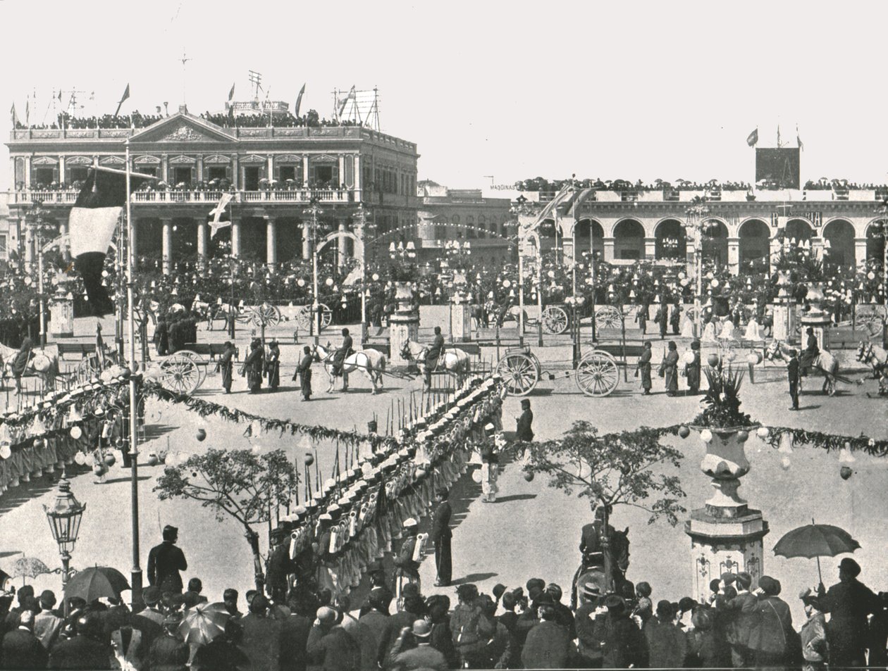 La grande place un jour de fête, Montevideo, Uruguay, 1895 - Unbekannt