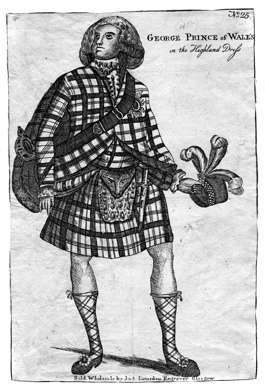 Le prince de Galles, le futur roi George IV 1762-1830, en costume des Highlands - Unbekannt