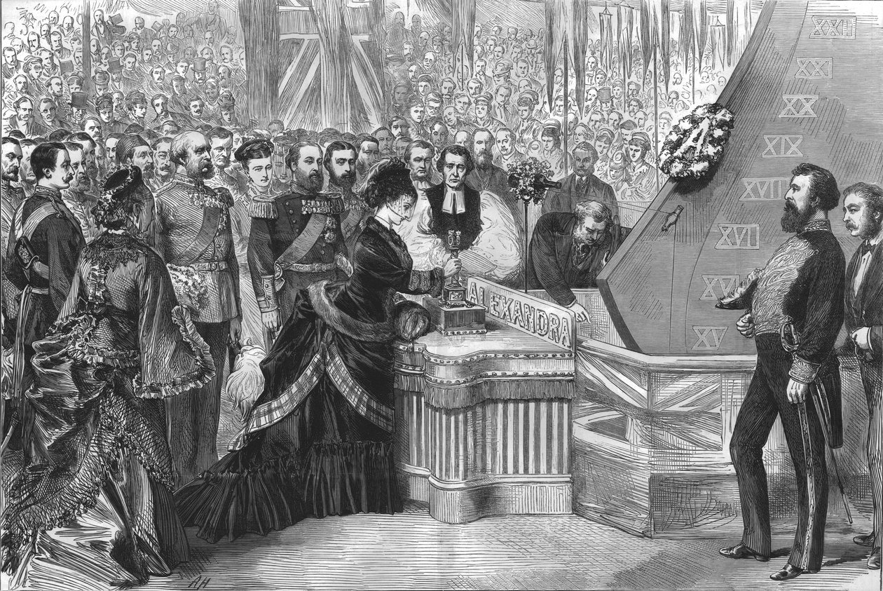 La princesse de Galles lançant le nouveau navire cuirassé Alexandra, 1875 - Unbekannt