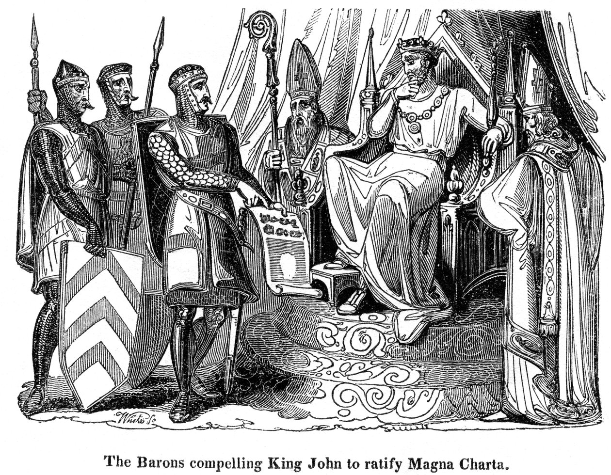 Les barons contraignant le roi Jean 1167-1216 à ratifier la Magna Carta, 1215 - Unbekannt