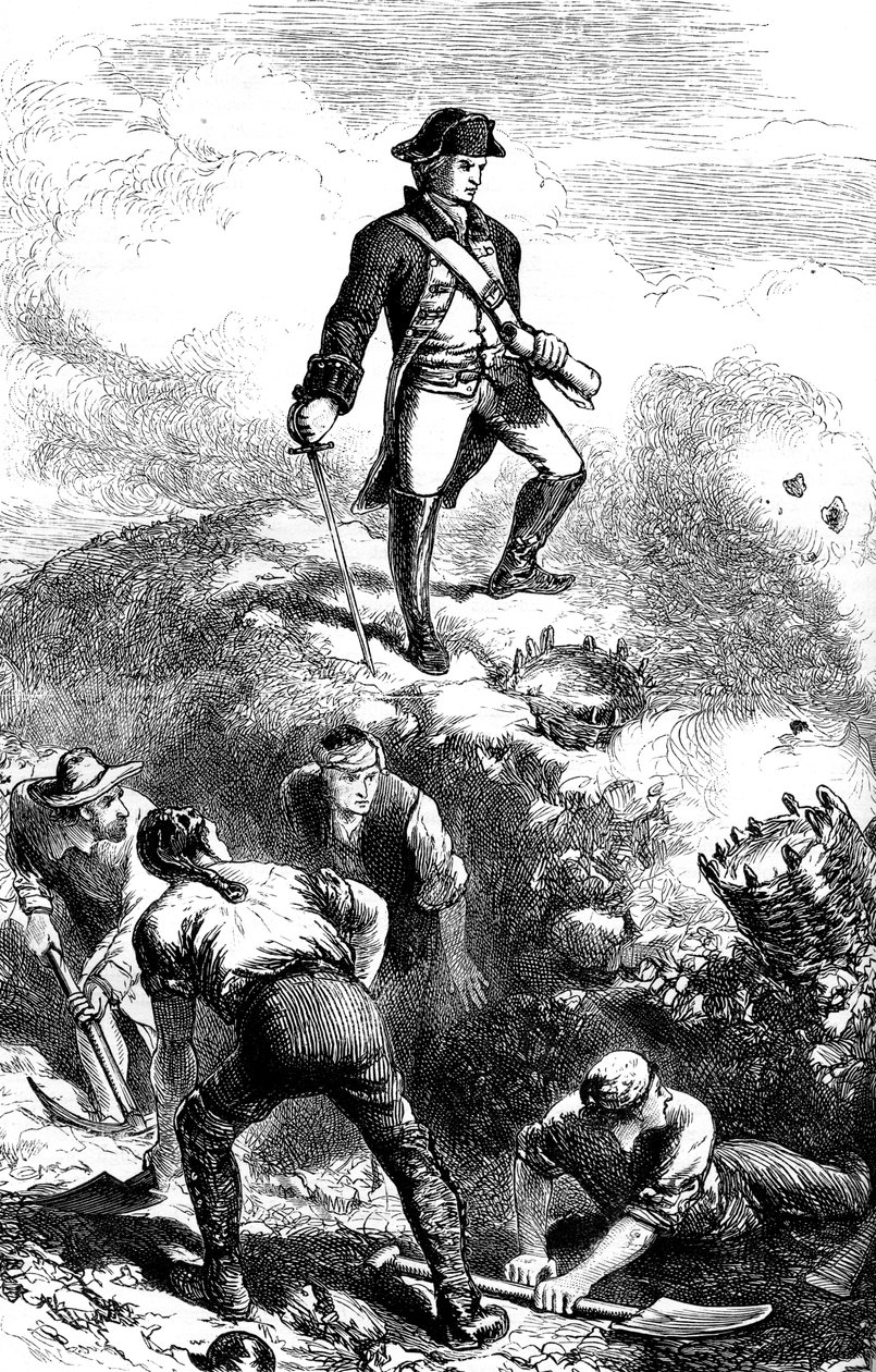 La défense de Breeds Hill, Prescott dans la redoute, 1775 vers 1880 - Unbekannt