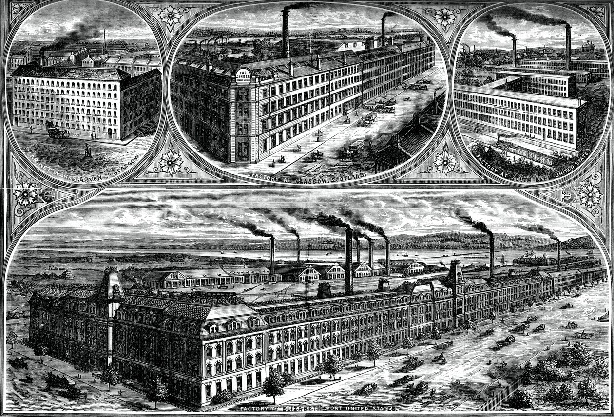 Les usines de la Singer Manufacturing Company, vers 1880 - Unbekannt