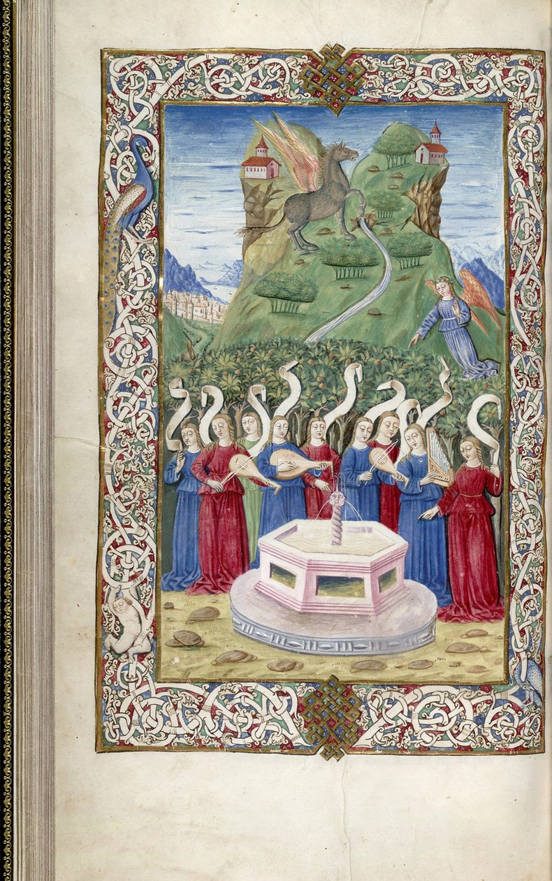 Les neuf Muses avec Pégase et le mont Hélicon de Argumentum par Guarinus Veronensis, 1485-1499 - Unbekannt
